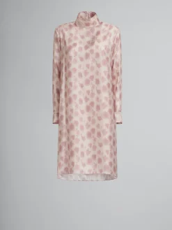Dresses>Marni Antique Pink Silk Midi Dress With Crayon Leopard Print ANTIQUEROSE