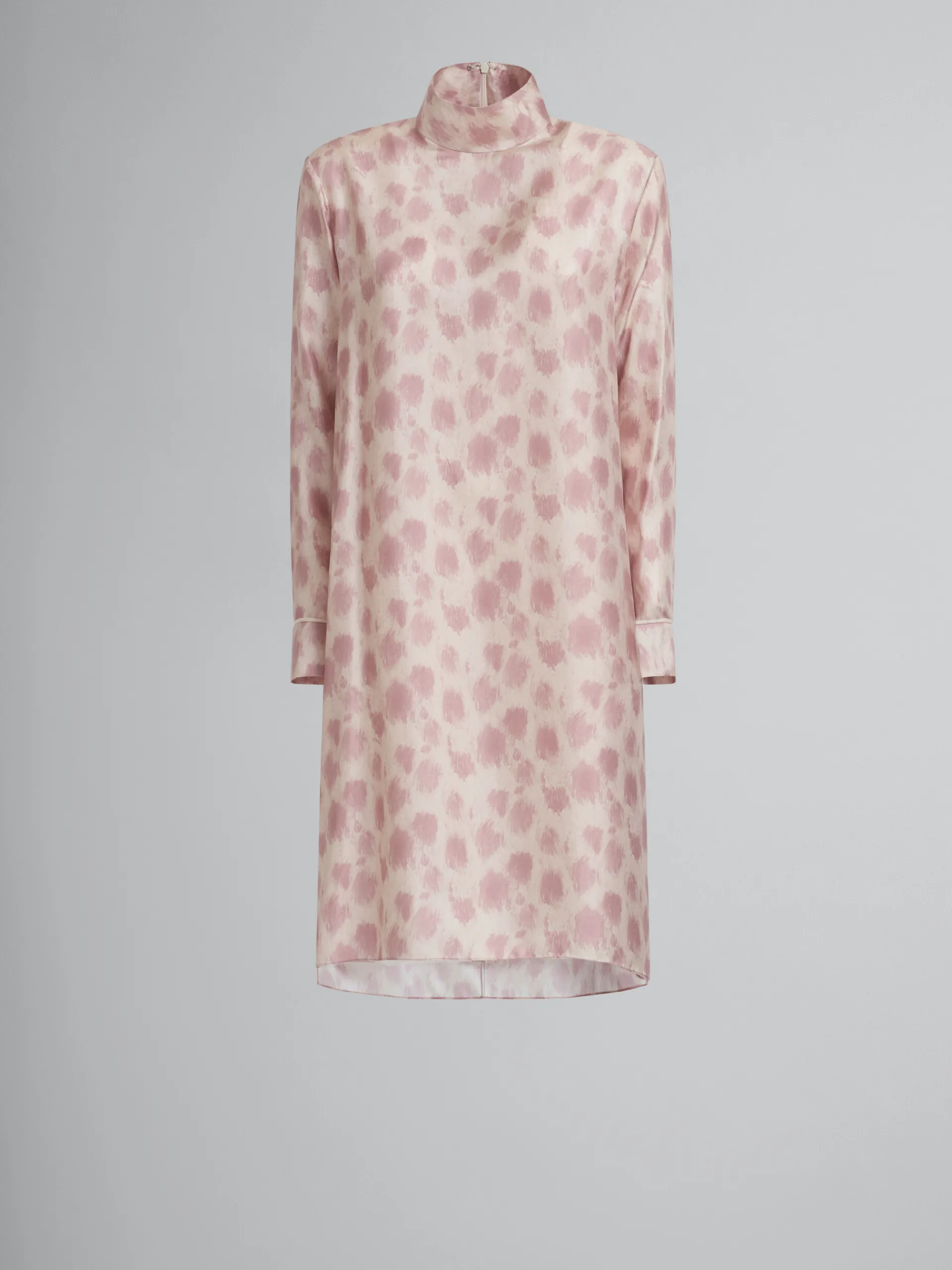 Dresses>Marni Antique Pink Silk Midi Dress With Crayon Leopard Print ANTIQUEROSE