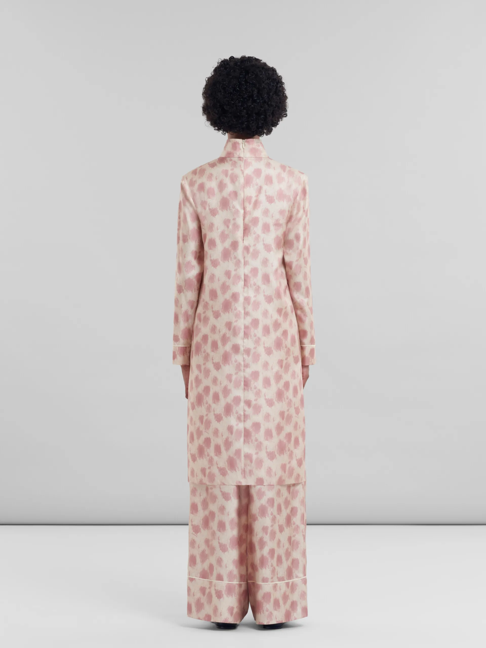 Dresses>Marni Antique Pink Silk Midi Dress With Crayon Leopard Print ANTIQUEROSE