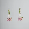 Earrings>Marni Beaded Earrings With Tiger Pendants EMERALD/FLAMINGO