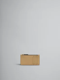 Wallets & Small Leather Goods>Marni Beige Leather Card Case NOMAD/BEIGE
