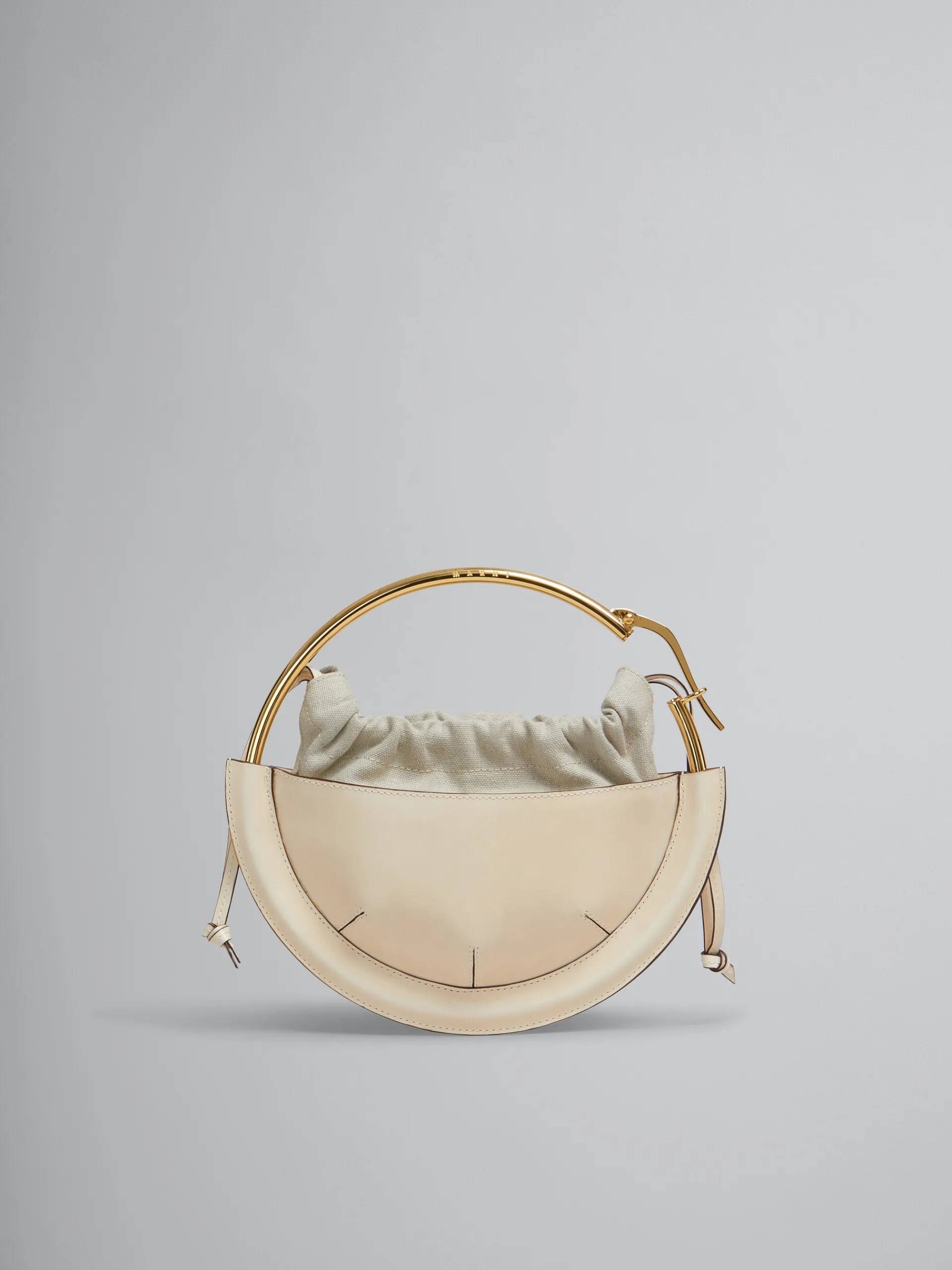 Handbags>Marni Beige Leather Small Tunnel Hobo Bag SOFT BEIGE/SOFT BEIGE
