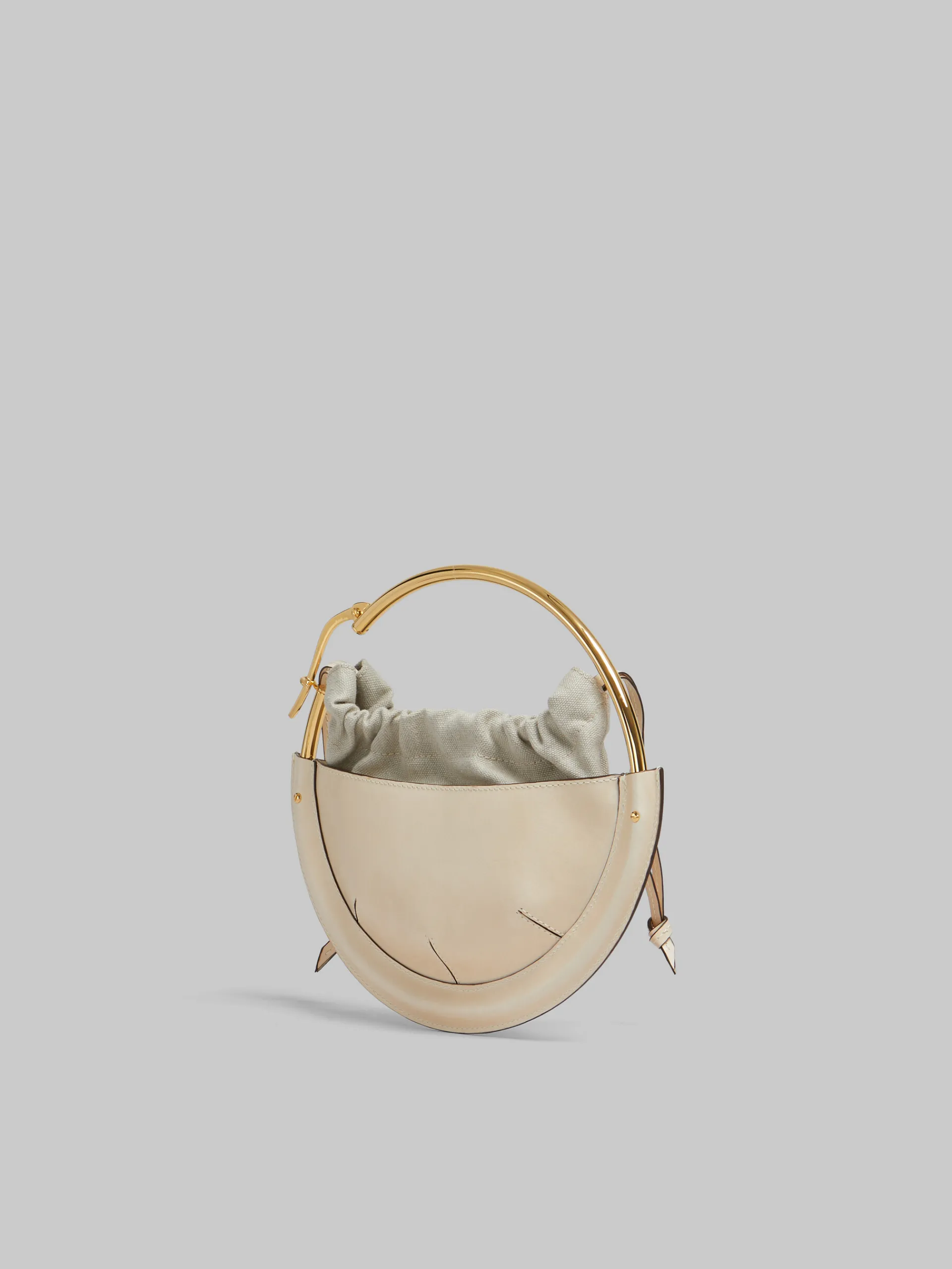 Handbags>Marni Beige Leather Small Tunnel Hobo Bag SOFT BEIGE/SOFT BEIGE