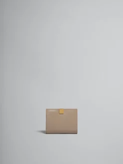 Wallets & Small Leather Goods>Marni Beige Leather Trifold Prisma Wallet CORK