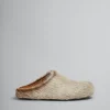 Flats | Fussbett>Marni Beige Long Hair Calfskin Fussbett Sabot SOFTBEIGE