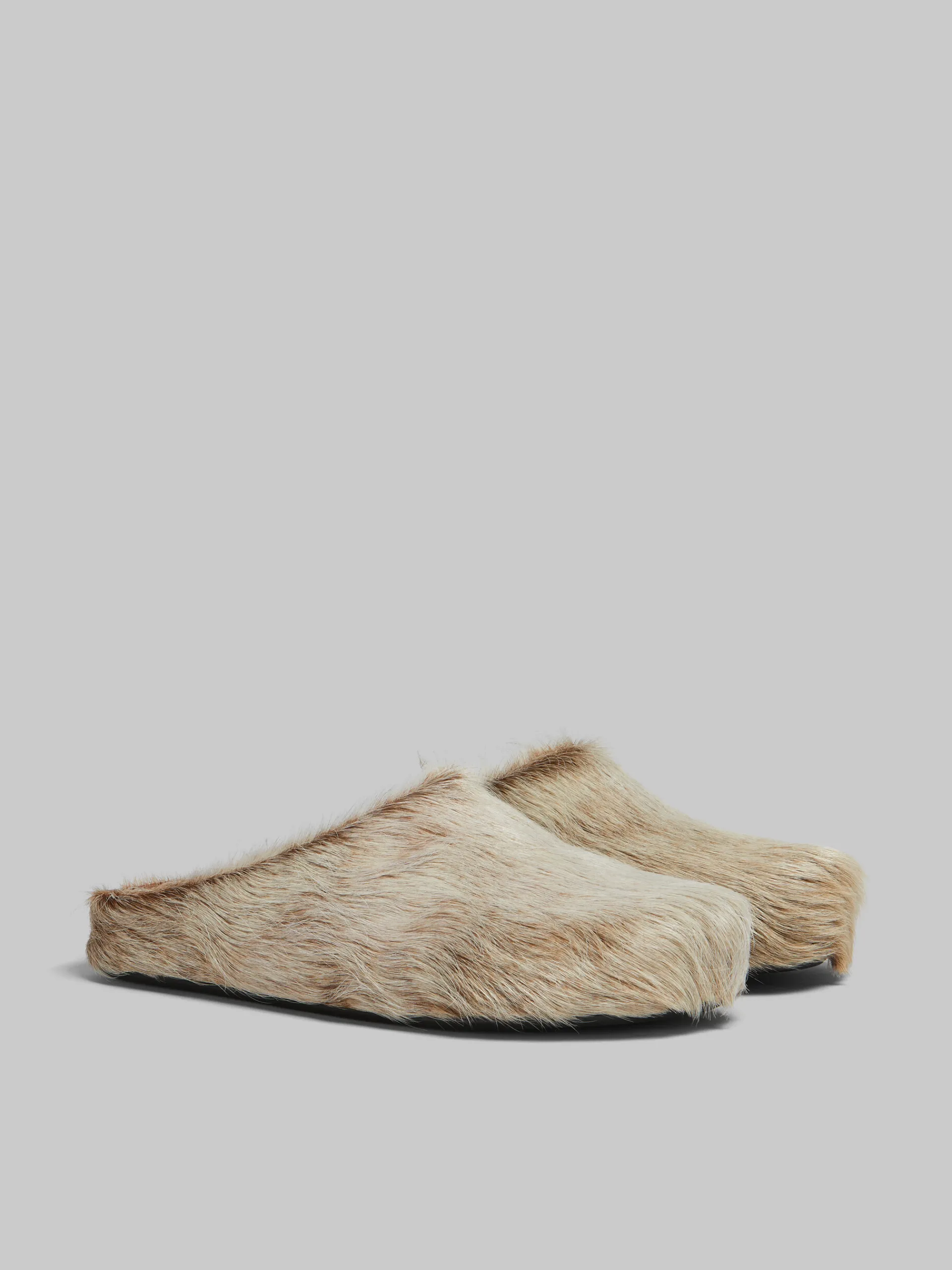 Fussbett Sabot | Pablo Sneakers>Marni Beige Long Hair Calfskin Fussbett Sabot SOFTBEIGE
