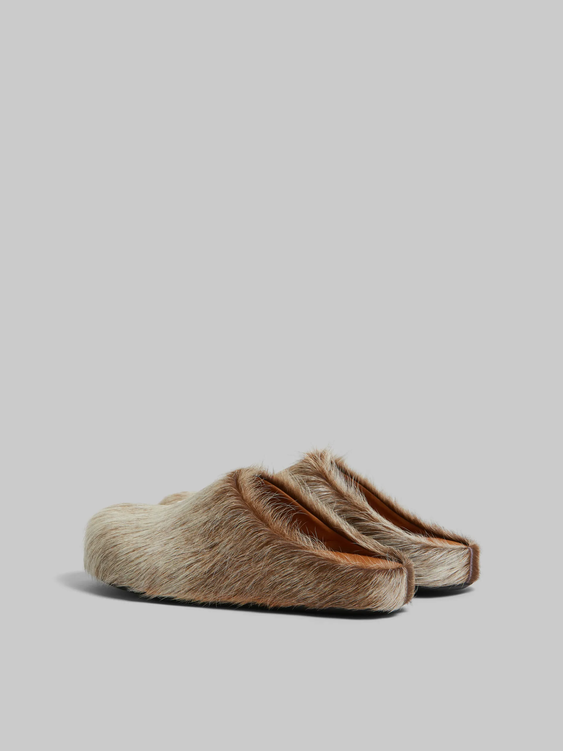 Flats | Fussbett>Marni Beige Long Hair Calfskin Fussbett Sabot SOFTBEIGE