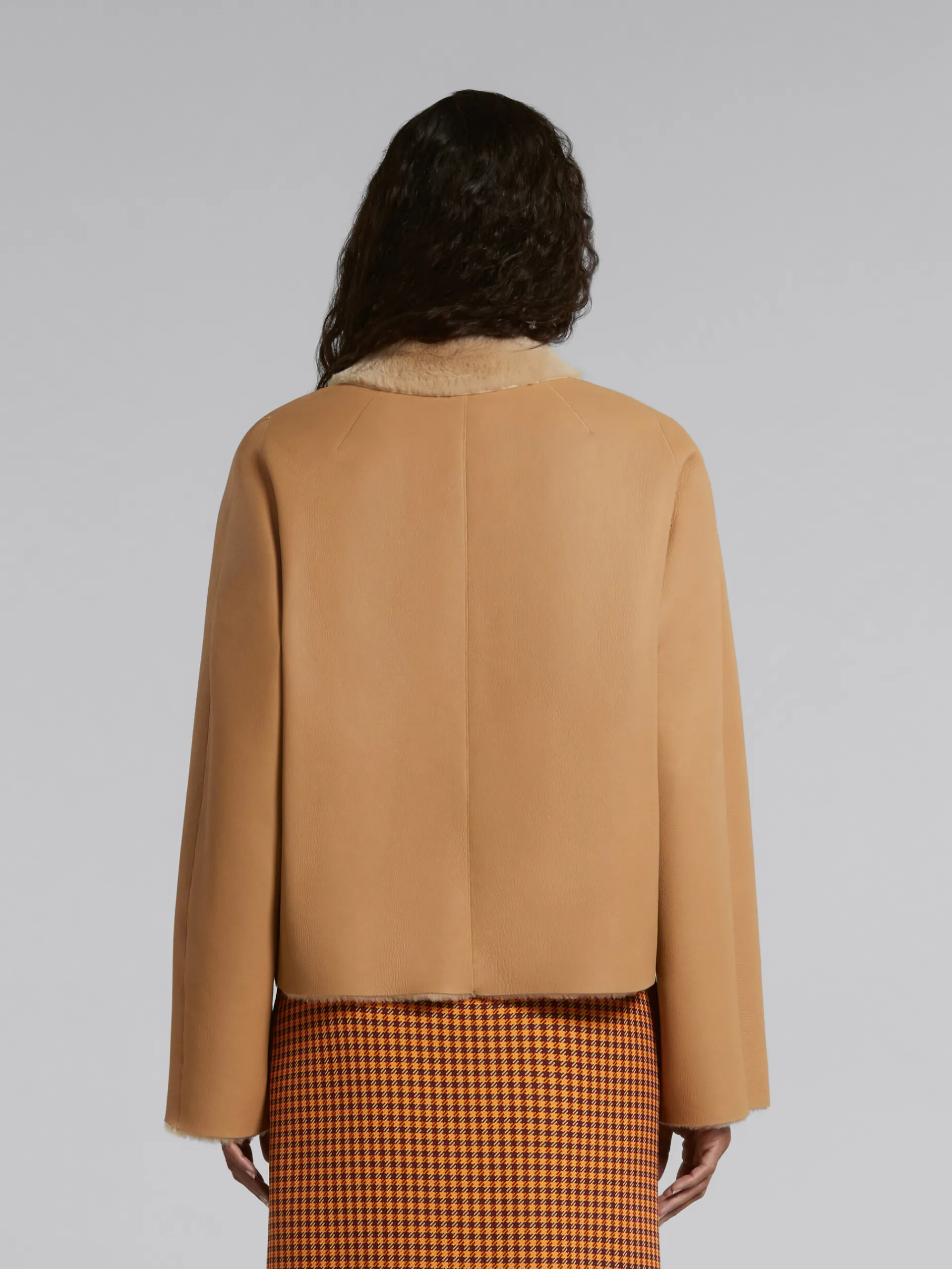 Coats & Jackets>Marni Beige Reversible Shearling Jacket WHEAT