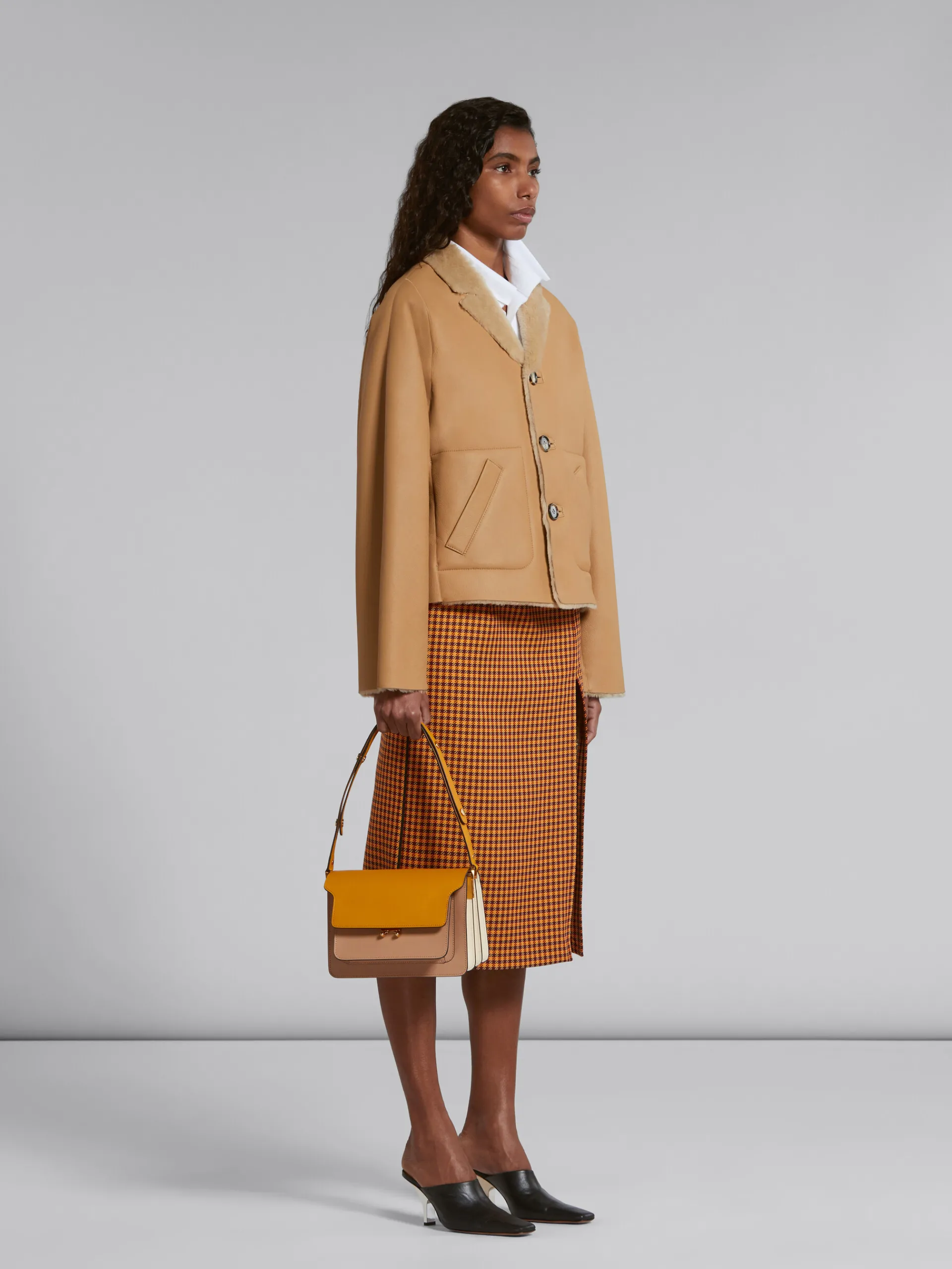 Coats & Jackets>Marni Beige Reversible Shearling Jacket WHEAT