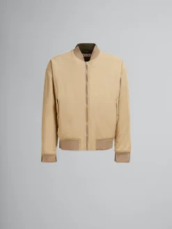 Coats & Jackets>Marni Twill Bomber Jacket With Contrast Back BEIGE