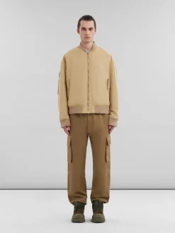 Coats & Jackets>Marni Twill Bomber Jacket With Contrast Back BEIGE