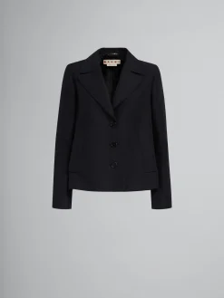 Coats & Jackets>Marni A-line Cady Jacket With Back Pleat BLACK