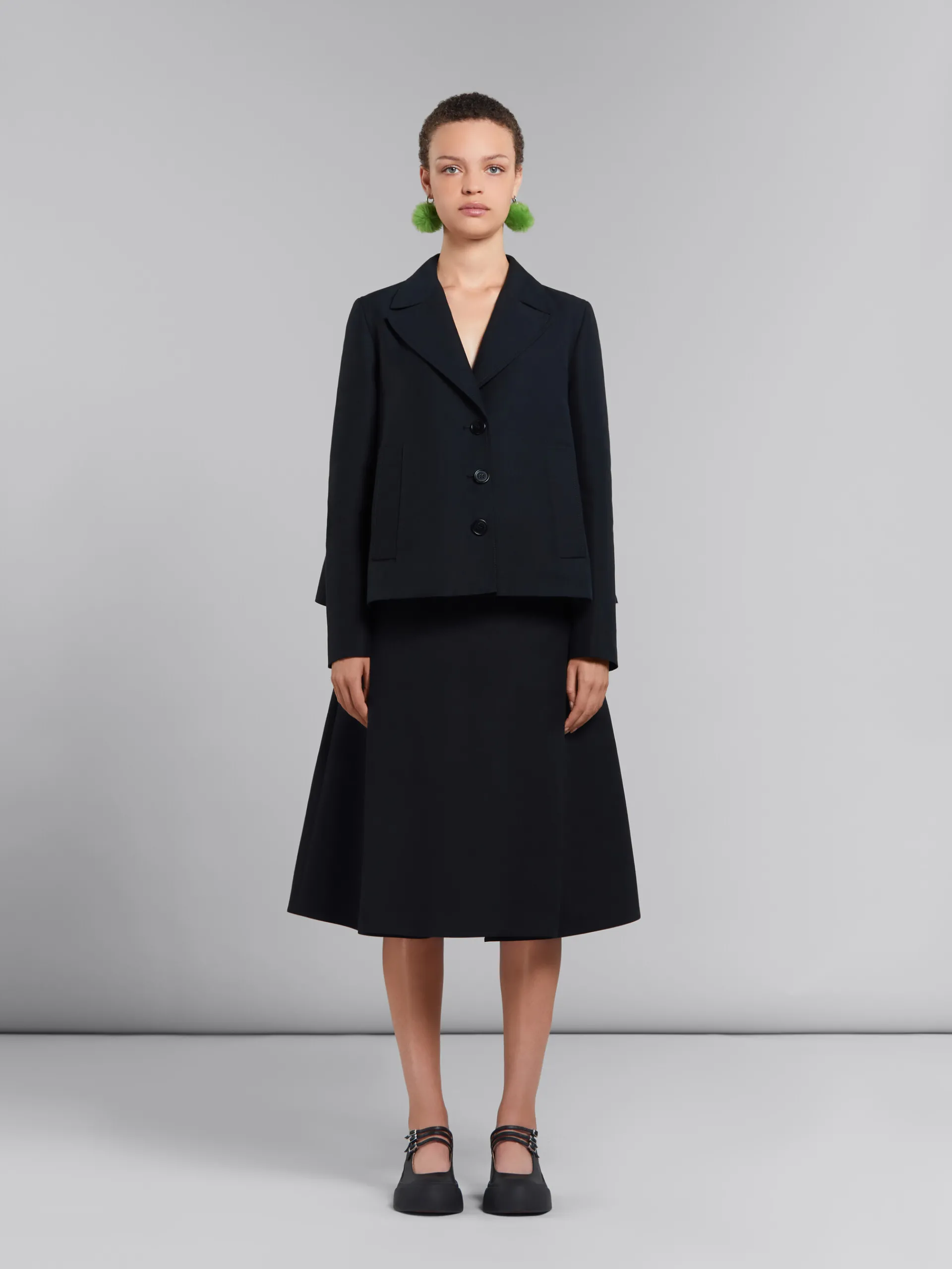 Coats & Jackets>Marni A-line Cady Jacket With Back Pleat BLACK