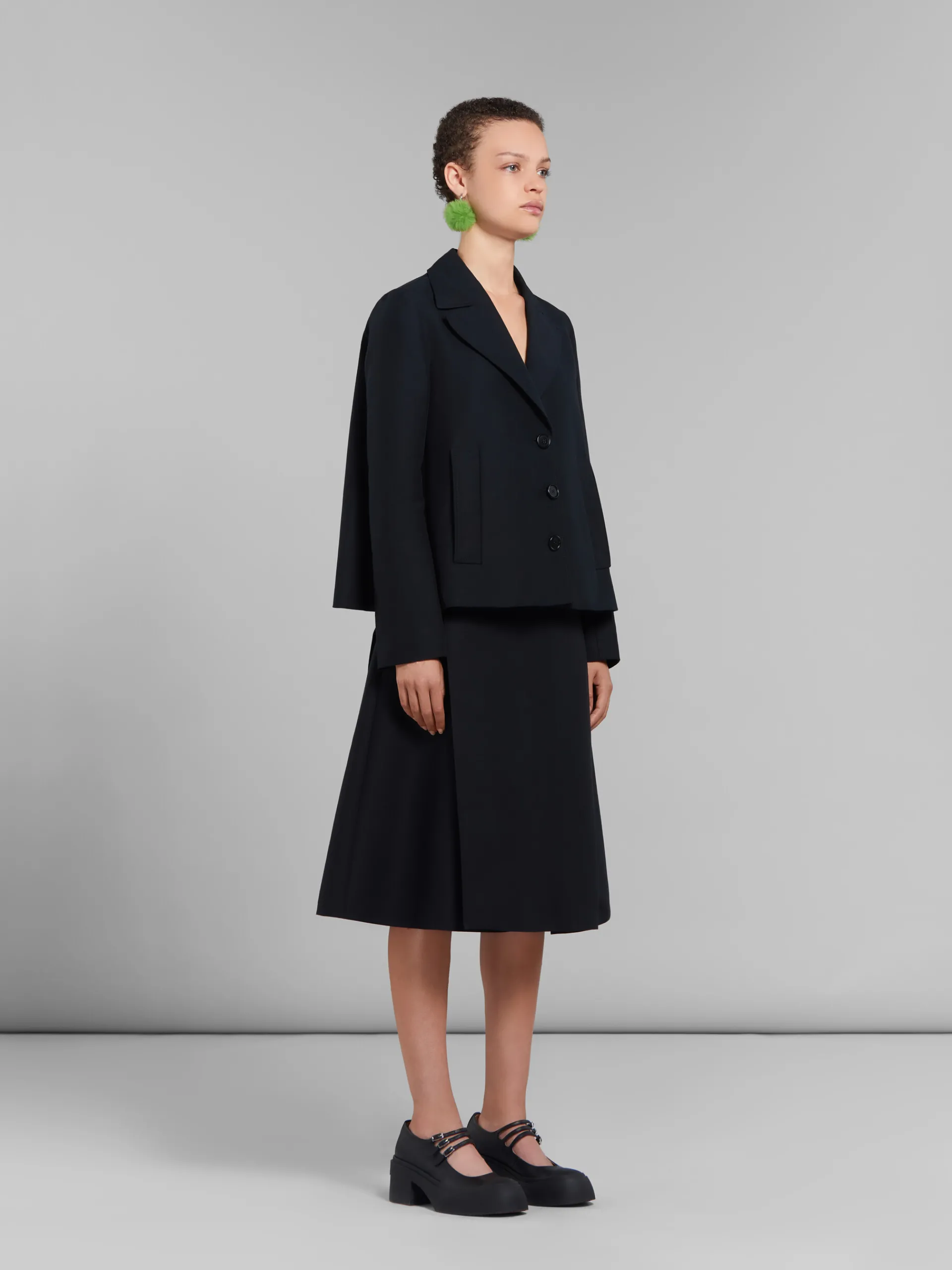 Coats & Jackets>Marni A-line Cady Jacket With Back Pleat BLACK