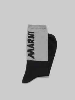Socks>Marni And Beige Socks With Logo BLACK
