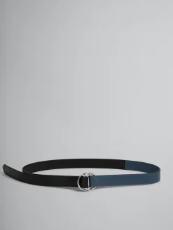 Other Accessories>Marni Black And Blue Leather Belt With Ring Buckle OPAL/BLACK