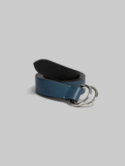 Other Accessories>Marni Black And Blue Leather Belt With Ring Buckle OPAL/BLACK