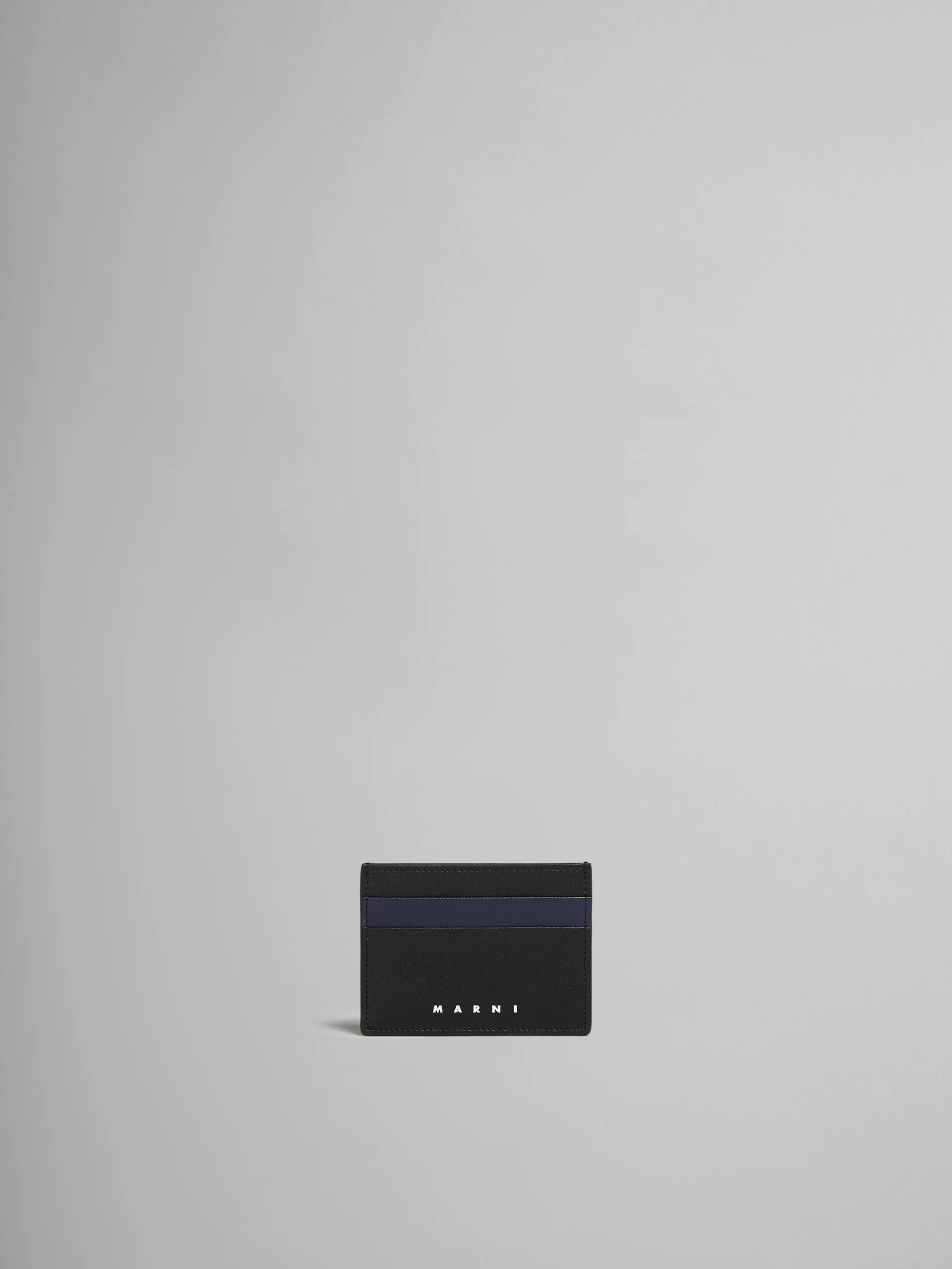 Wallets & Small Leather Goods>Marni Black And Blue Saffiano Leather Card Case BLACK/BLUBLACK