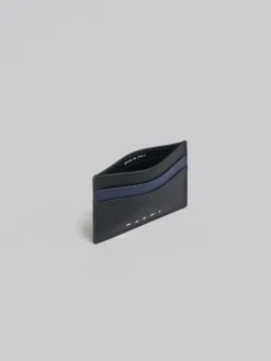 Wallets & Small Leather Goods>Marni Black And Blue Saffiano Leather Card Case BLACK/BLUBLACK