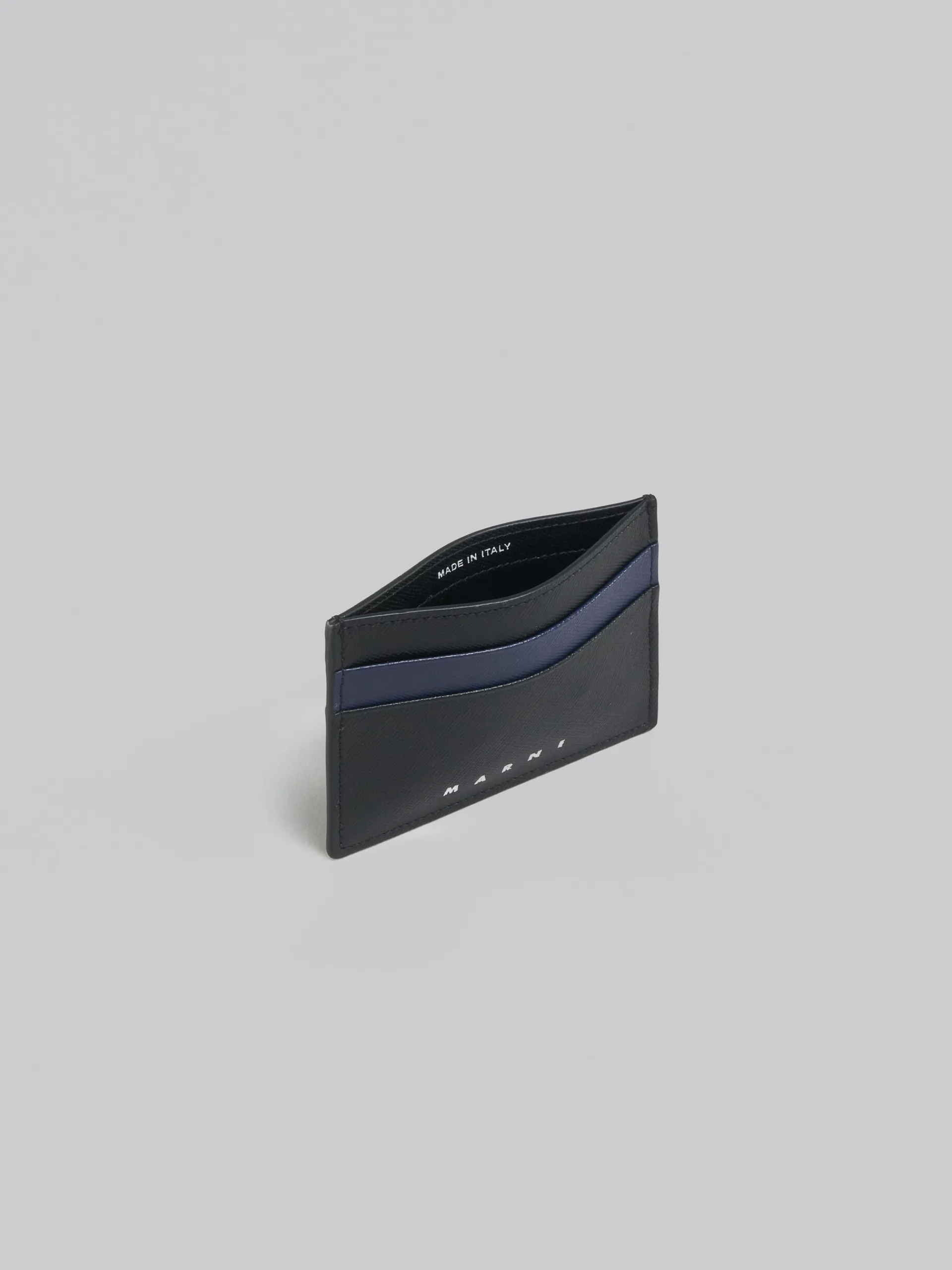 Wallets & Small Leather Goods>Marni Black And Blue Saffiano Leather Card Case BLACK/BLUBLACK