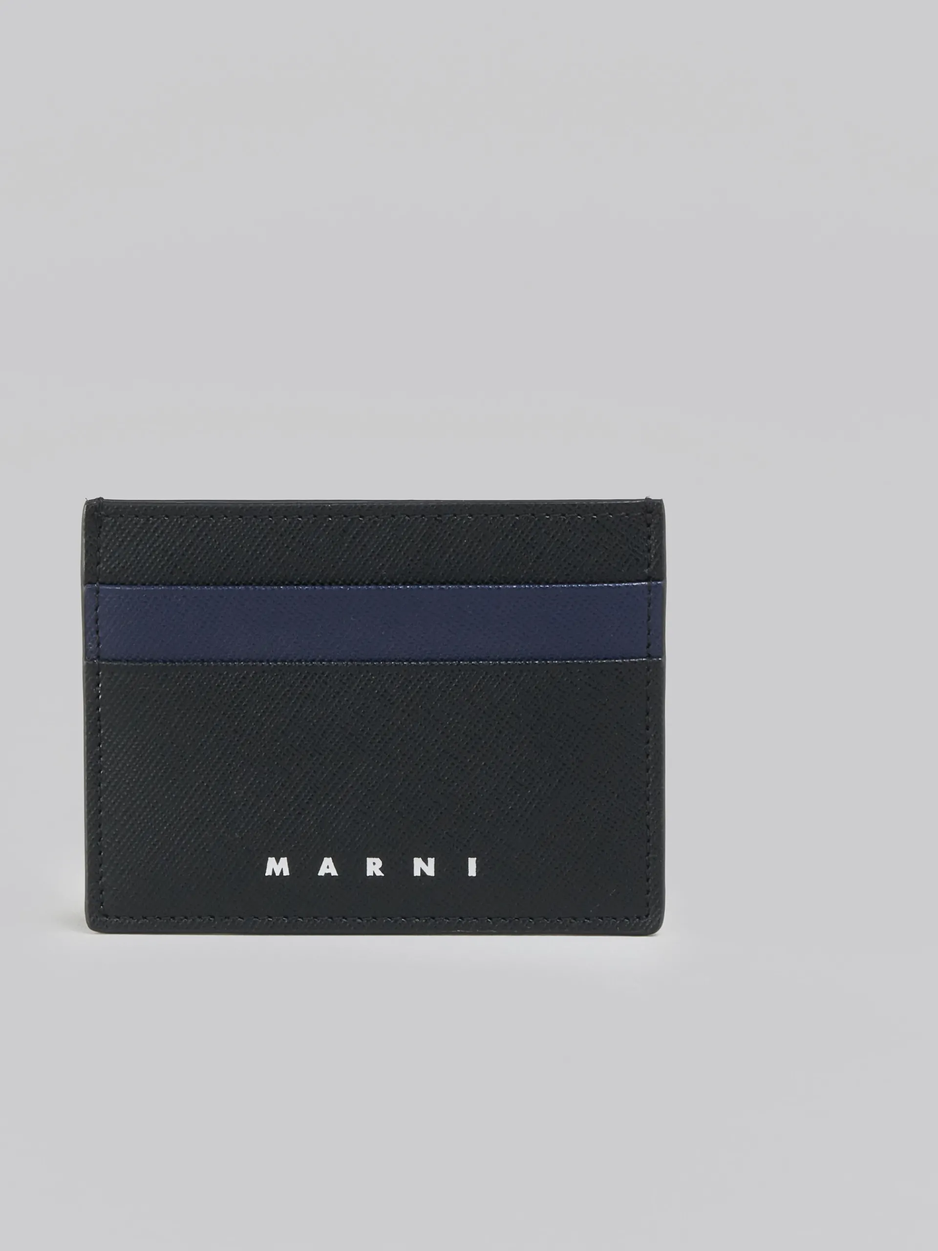 Wallets & Small Leather Goods>Marni Black And Blue Saffiano Leather Card Case BLACK/BLUBLACK