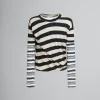 Knitwear>Marni Black And White Layered Cotton Crew-neck With Contrast Stripes GLASS