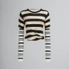 Knitwear>Marni Black And White Layered Cotton Crew-neck With Contrast Stripes GLASS