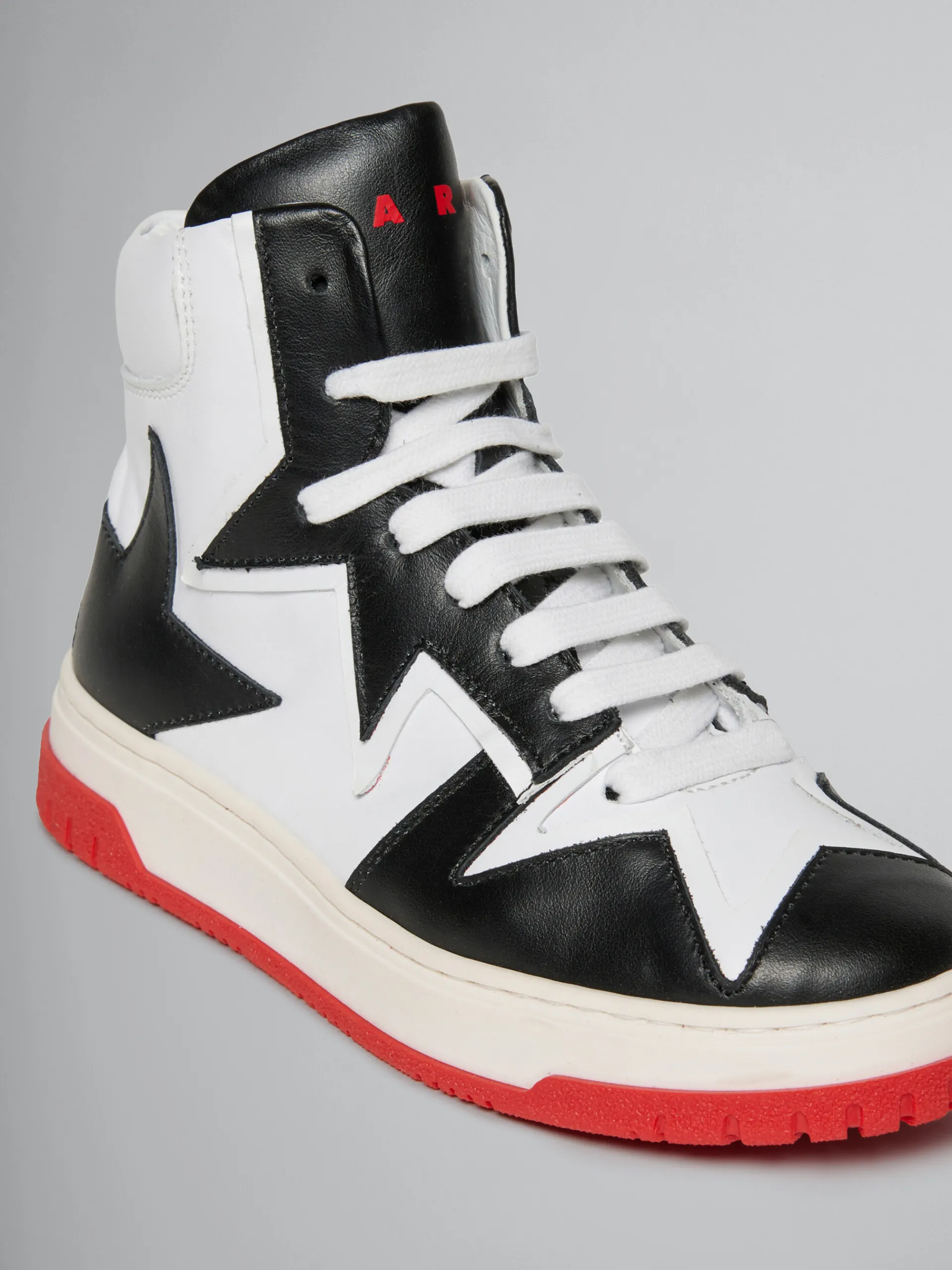 Kids>Marni Black And White Leather High Top Sneaker WHITE/BLACK
