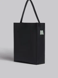 Tote Bags>Marni Black And White Leather Museo Hobo Bag With Patches BLACK/STEPPE