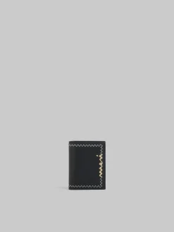 Wallets & Small Leather Goods>Marni Bi-fold Wallet With Mending Embroidery BLACK