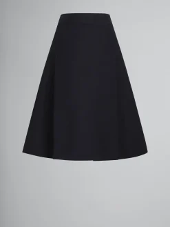 Skirts>Marni Cady Midi Skirt With Maxi Pleats BLACK