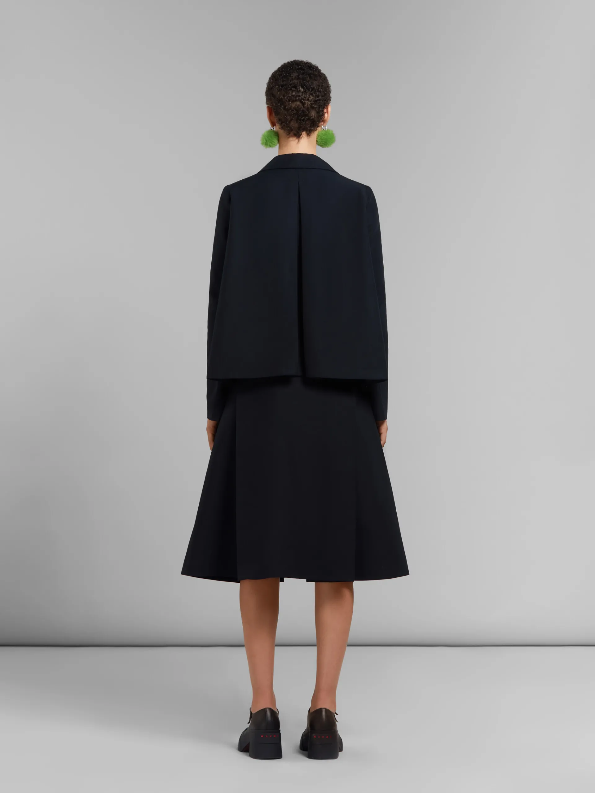 Skirts>Marni Cady Midi Skirt With Maxi Pleats BLACK