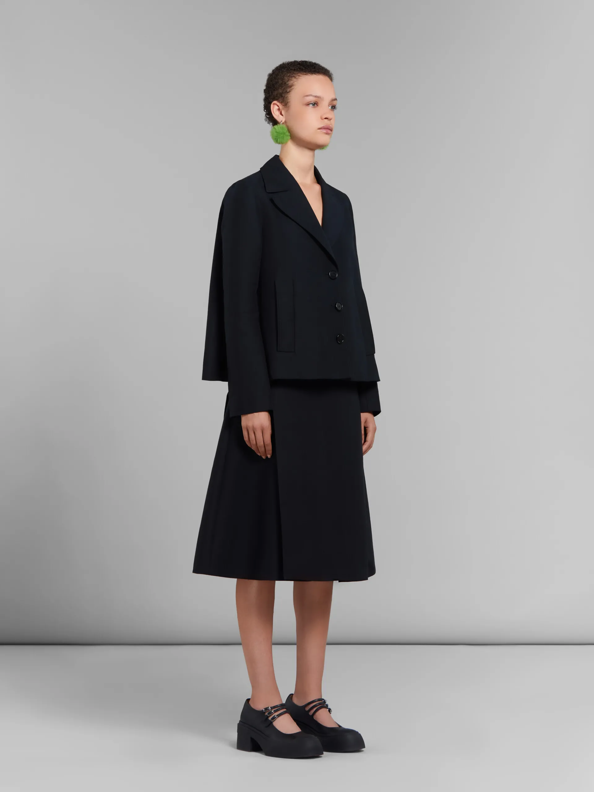 Skirts>Marni Cady Midi Skirt With Maxi Pleats BLACK