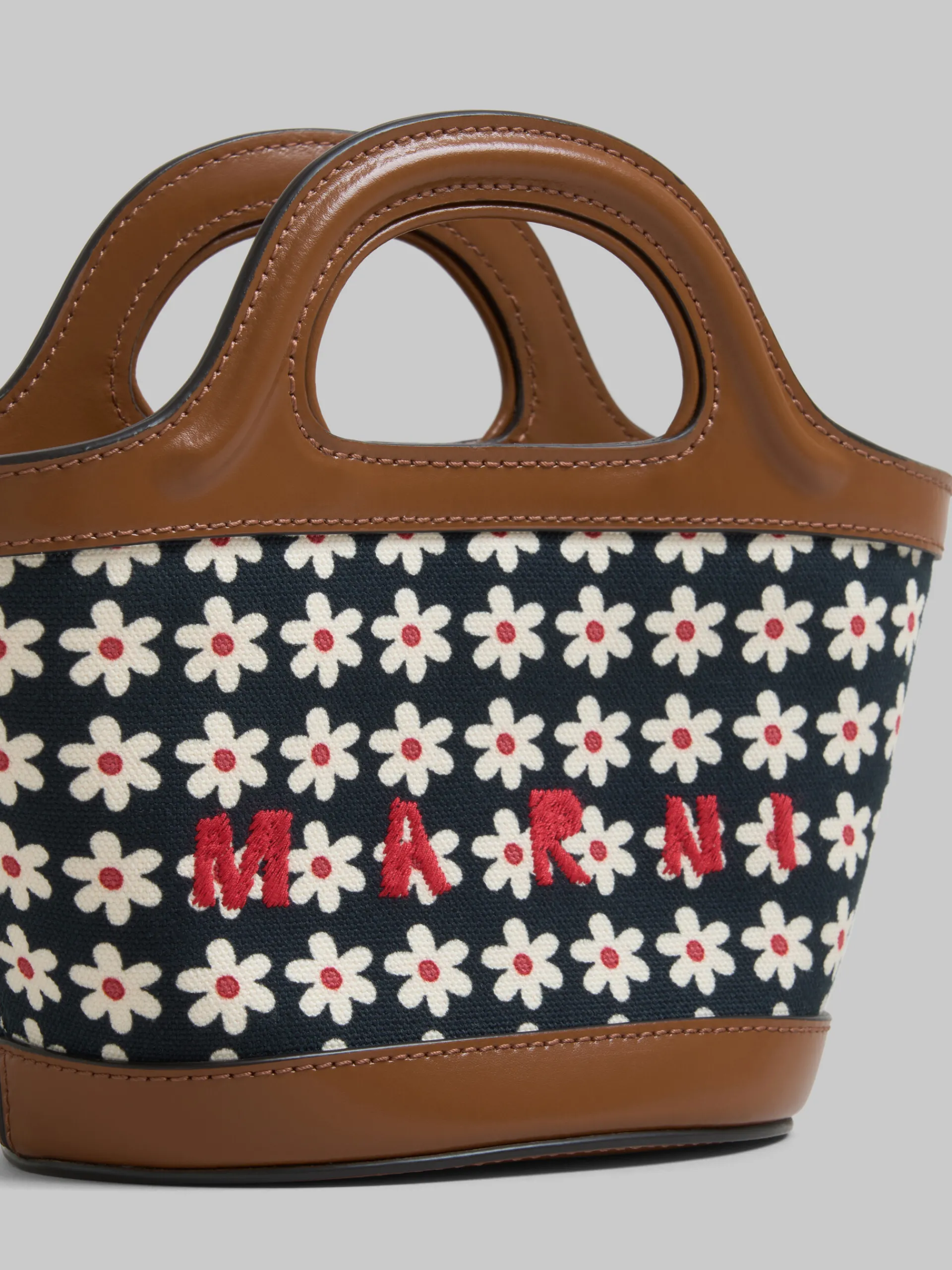 Handbags | Tropicalia Bag>Marni Black Canvas Tropicalia Micro Bag With Daisy Print RED/WHITE/BLACK