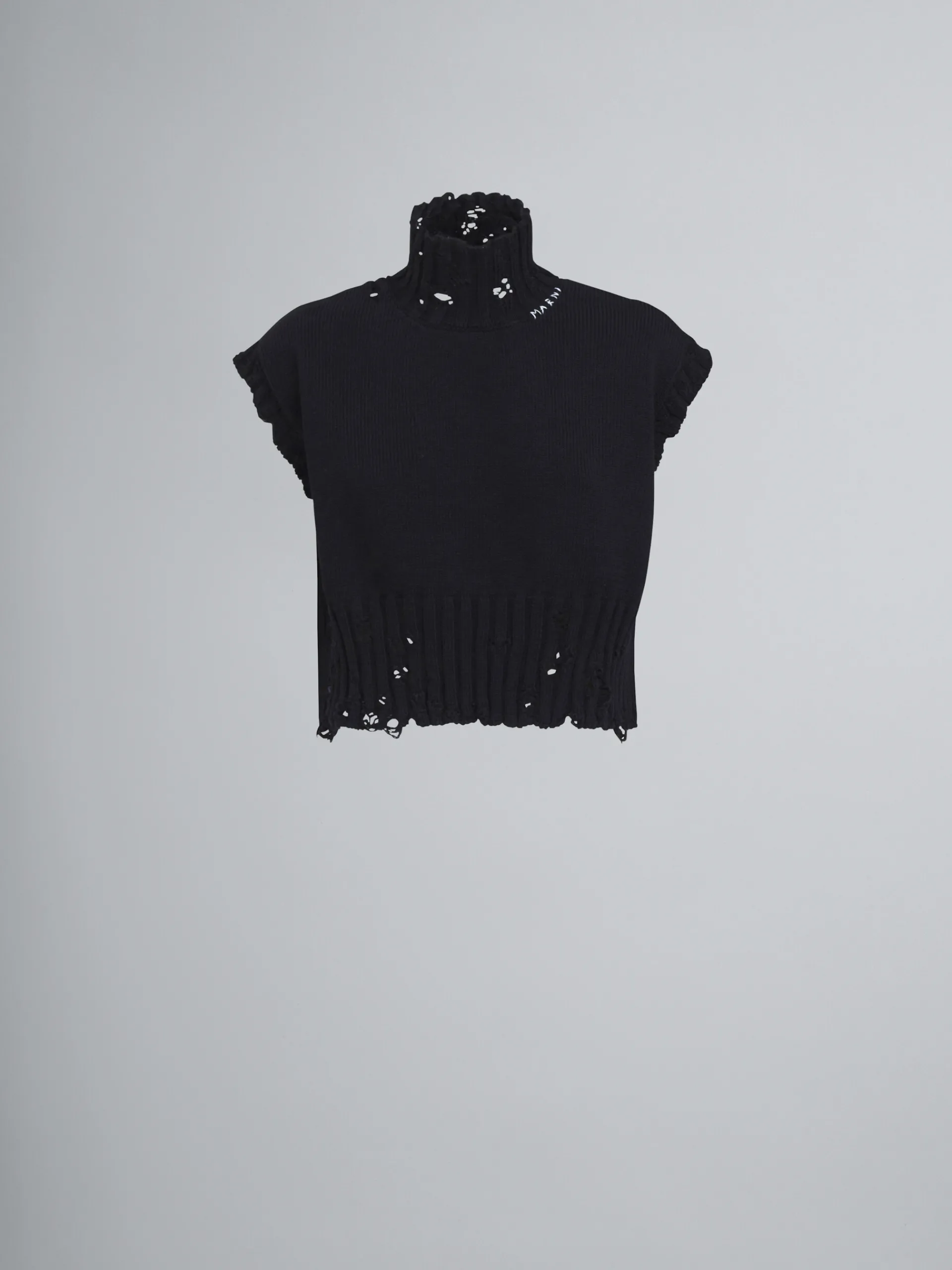 Knitwear>Marni Cotton Cropped Vest BLACK