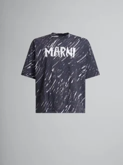 Tops & T-Shirts>Marni Crayon Print Organic Cotton T-shirt BLACK