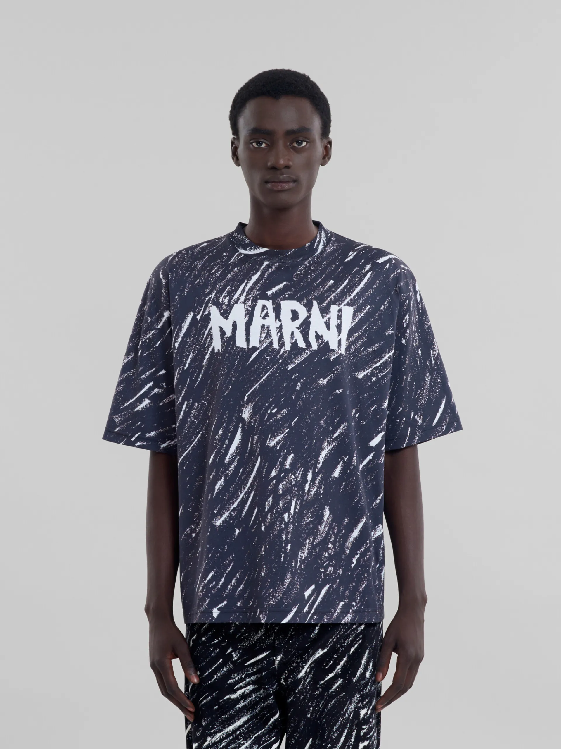 Tops & T-Shirts>Marni Crayon Print Organic Cotton T-shirt BLACK