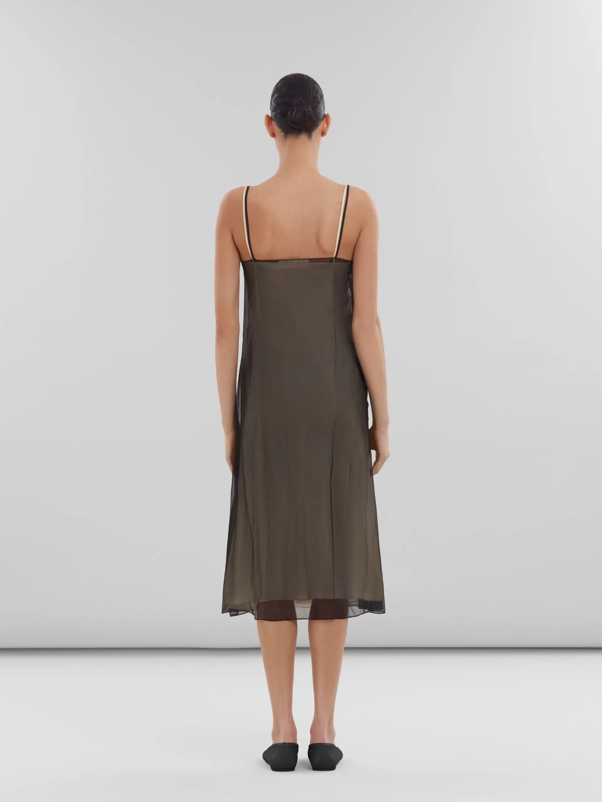 Dresses>Marni Crepon Slip Dress With Flower Appliqués BLACK
