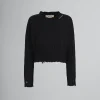 Knitwear>Marni Dishevelled Cotton Cropped Jumper BLACK