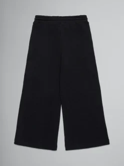 Kids>Marni Fleece Wide Trousers With Sequined Flowers BLACK