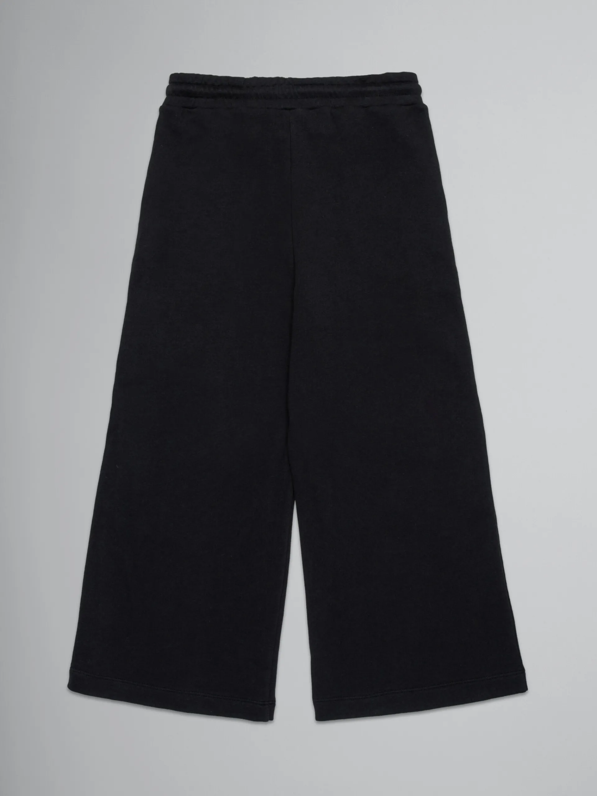 Kids>Marni Fleece Wide Trousers With Sequined Flowers BLACK