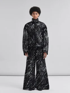 Coats & Jackets | Matching Sets>Marni Flocked Cotton Padded Jacket With Crayon Print BLACK