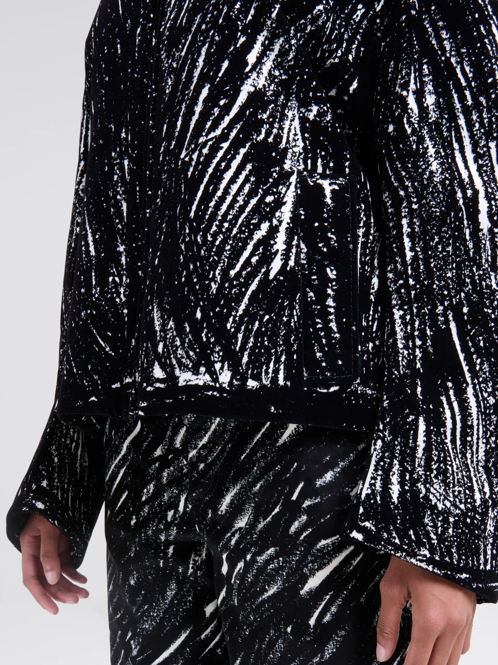 Coats & Jackets | Matching Sets>Marni Flocked Cotton Padded Jacket With Crayon Print BLACK