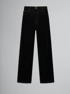 Pants | Denim>Marni Flocked Denim Wide-leg Jeans BLACK