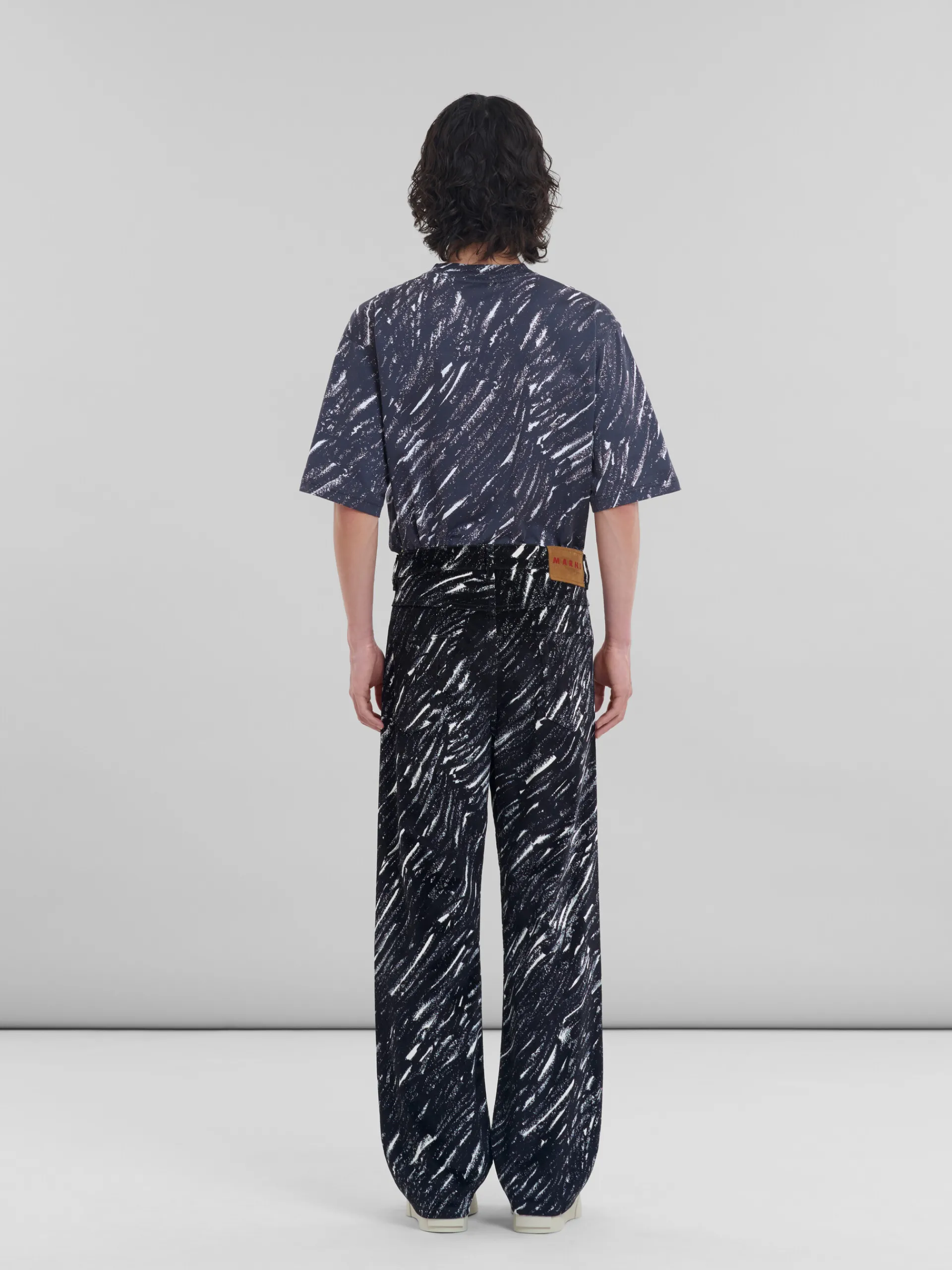 Denim | Pants>Marni Flocked Denim Wide-leg Jeans With Crayon Print BLACK