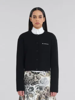 Knitwear>Marni Half-and-half Viscose Cardigan BLACK
