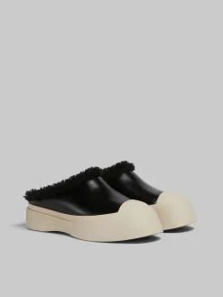 Sneakers | Pablo>Marni Leather And Shearling Pablo Sabot BLACK