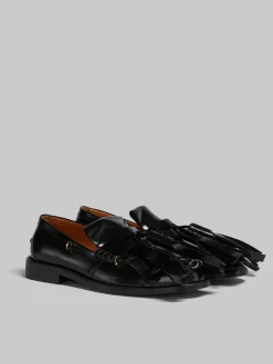 Flats>Marni Leather Bambi Loafer With Maxi Tassels BLACK