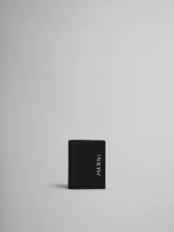 Wallets & Small Leather Goods>Marni Leather Bifold Wallet With Mending BLACK