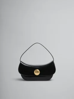 Shoulder Bags>Marni Leather Butterfly Medium Hobo Bag BLACK